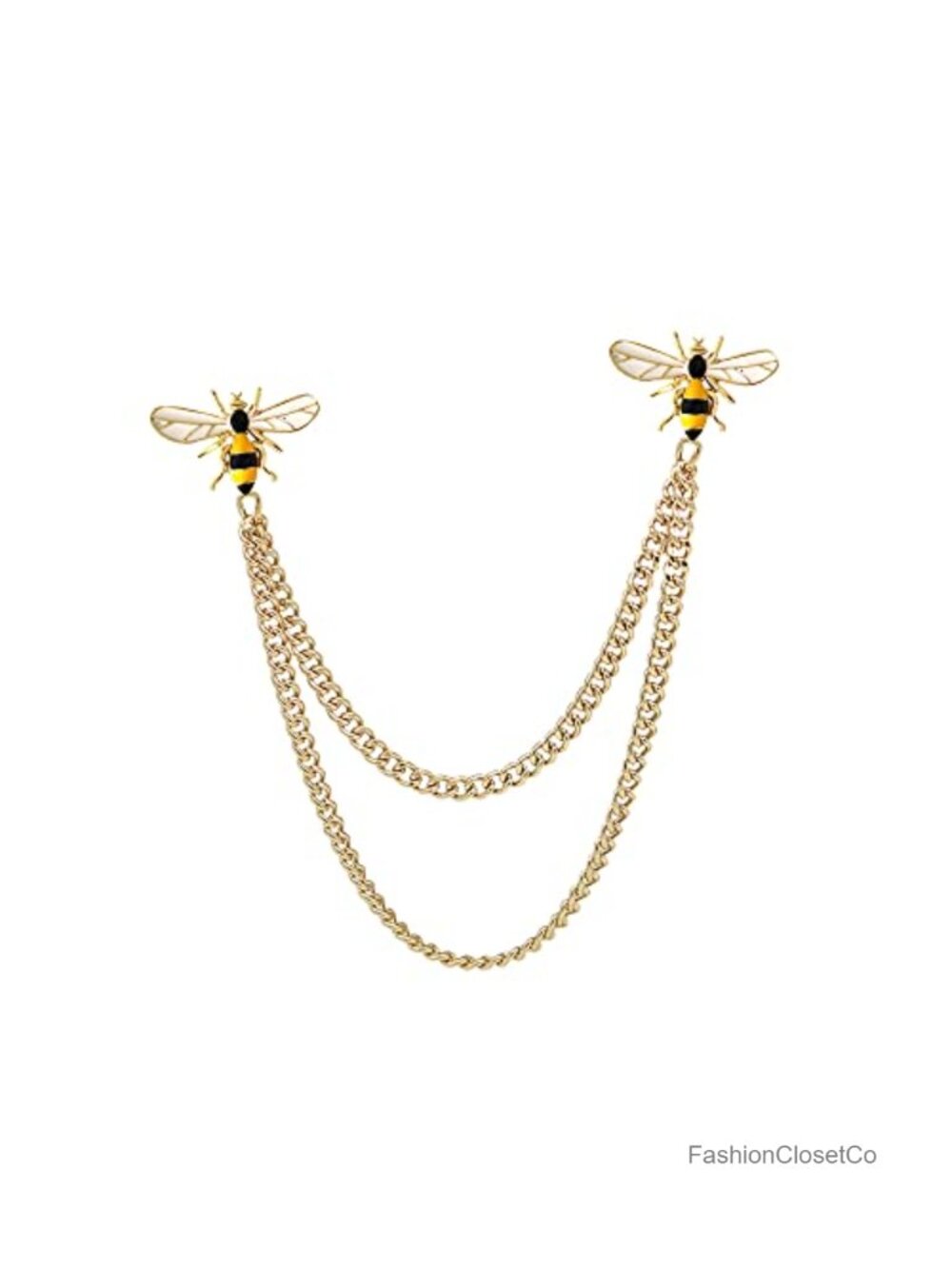 Bee Long Chain Brooch Pin Enamel Tassel Lapel Pin Jewelry Gift